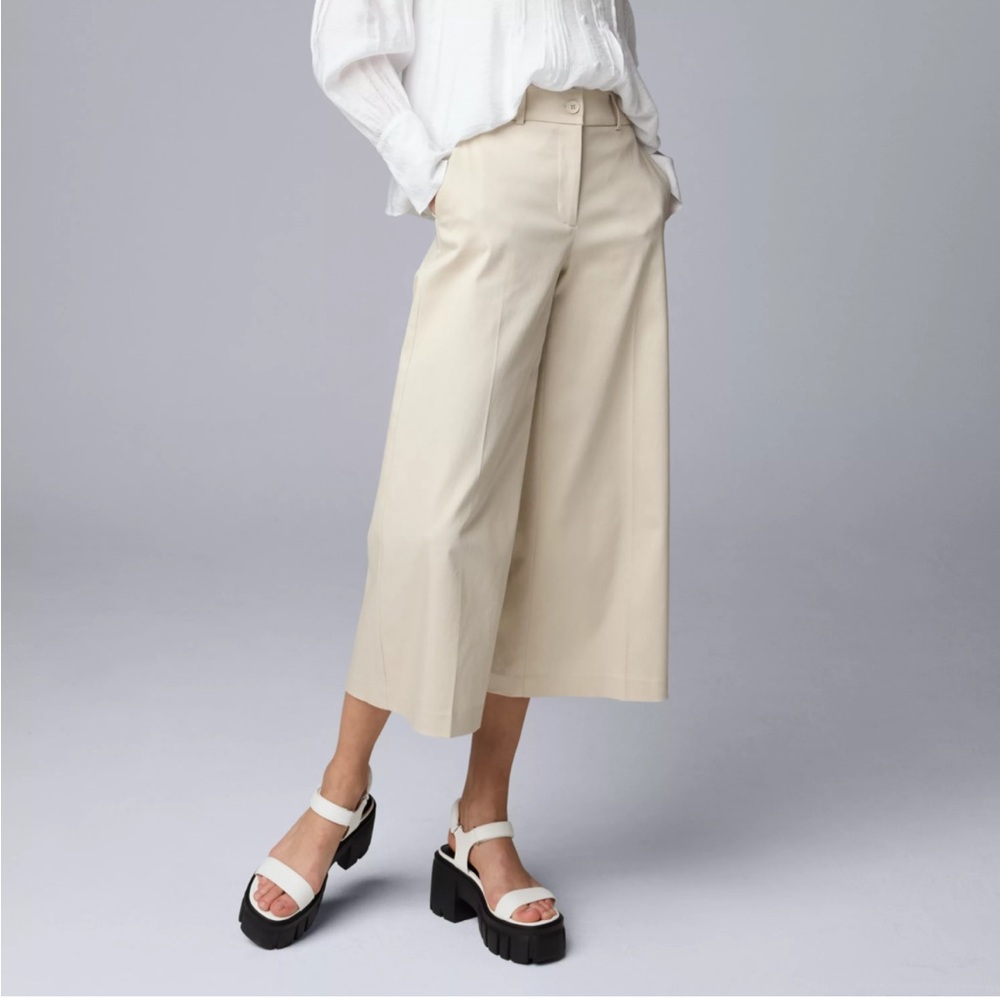 Women's Simply Vera Vera Wang Sateen Wide Leg Capri Pants